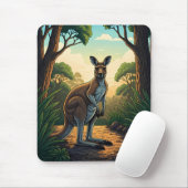 Kangaroo in Sunlit Forest マウスパッド (マウス)