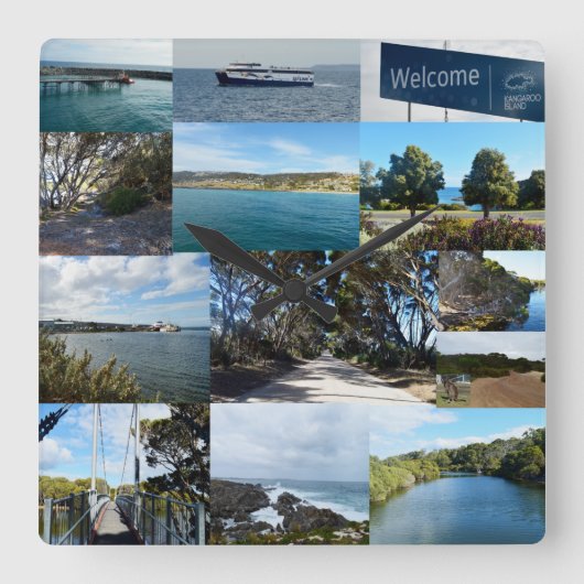 Kangaroo Island(オーストラリア)、フォトコラージュ、 スクエア壁時計 (正面)