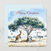 Kangaroo Koalas Emu Christmas Gumtree Baubles シーズンカード (正面/裏面)