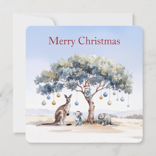 Kangaroo Koalas Platypus Christmas Gumtree Baubles シーズンカード (正面)