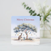 Kangaroo Koalas Platypus Christmas Gumtree Baubles シーズンカード (スタンド正面)