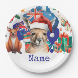 Kangaroo on Australia Flag  ペーパープレート