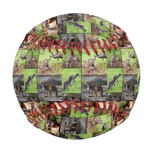 Kangaroo Photo Collage, Regular Baseball 野球ボール (裏面)