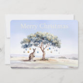 Kangaroo under gumtree with Christmas baubles シーズンカード (正面)