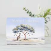 Kangaroo under gumtree with Christmas baubles シーズンカード (スタンド正面)