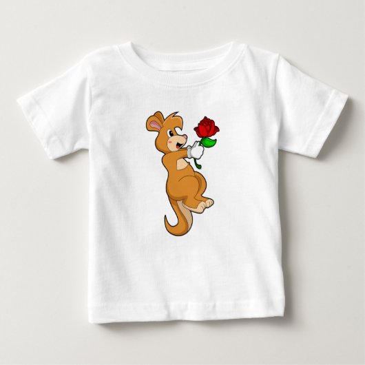 Kangaroo with Flower ベビーTシャツ (正面)