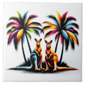 Kängurus unter Palmen in Australien タイル (正面)