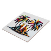 Kängurus unter Palmen in Australien タイル (側面)