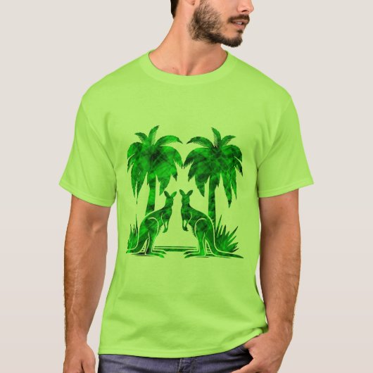 Kängurus unter Palmen in Australien Tシャツ (正面)