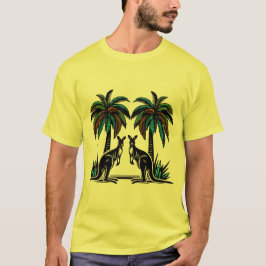 Kängurus unter Palmen in Australien Tシャツ