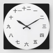 Kanji Clock 1-12 スクエア壁時計 (正面)