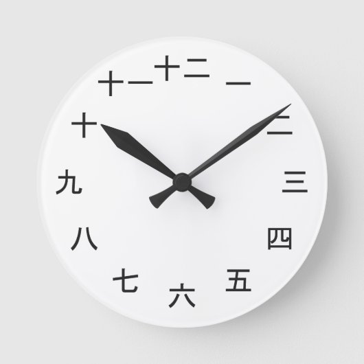 Kanji Clock 1-12 ラウンド壁時計 (正面)