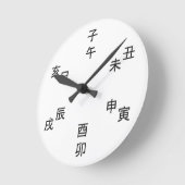 Kanji Clock - Chinese Zodiac - Time of the Day -  ラウンド壁時計 (傾斜)