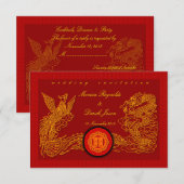 Kanjiz 07の中国の赤い結婚式の招待状カード 出欠カード (正面/裏面)