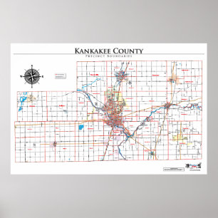 Kankakee郡の区域の地図 ポスター