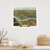 Kankakee, IL Panoramic Map - 1869 ポスター (キッチン)