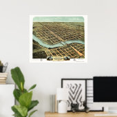 Kankakee, IL Panoramic Map - 1869 ポスター (ホームオフィス)