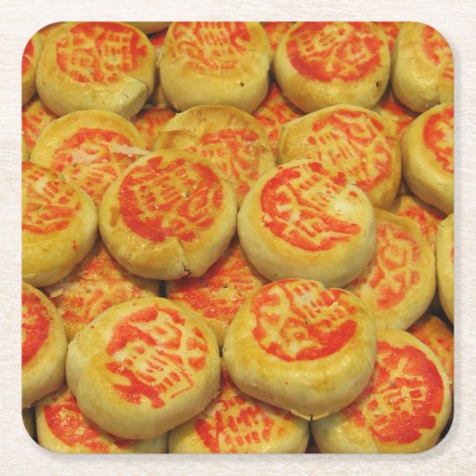 Kanom Pia ขนมเปี๊ยะ ～アジアのお菓子デザート食 スクエアペーパーコースター (正面)