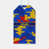 Kansas Blue Red Yellow Vibrant Camo Pattern ギフトタグ (正面)