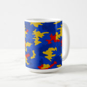 Kansas Blue Red Yellow Vibrant Camo Pattern コーヒーマグカップ (正面右)