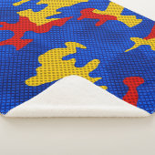 Kansas Blue Red Yellow Vibrant Camo Pattern シェルパブランケット (3/4)