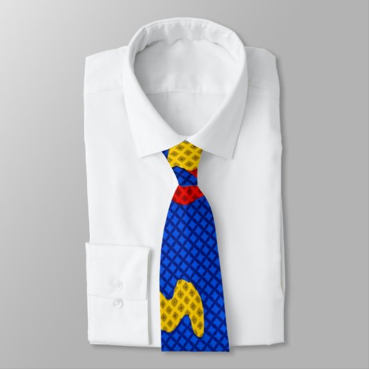 Kansas Blue Red Yellow Vibrant Camo Pattern ネクタイ (タイ)