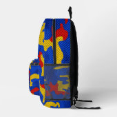 Kansas Blue Red Yellow Vibrant Camo Pattern プリントバックパック (右)