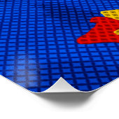 Kansas Blue Red Yellow Vibrant Camo Pattern ポスター (コーナー)