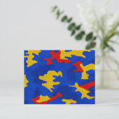 Kansas Blue Red Yellow Vibrant Camo Pattern ポストカード (スタンド正面)