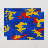 Kansas Blue Red Yellow Vibrant Camo Pattern ポストカード (正面/裏面)