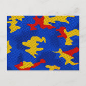 Kansas Blue Red Yellow Vibrant Camo Pattern ポストカード (正面)