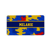 Kansas Blue Red Yellow Vibrant Camo Pattern ラベル (正面)