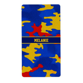 Kansas Blue Red Yellow Vibrant Camo Pattern ラベル