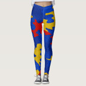 Kansas Blue Red Yellow Vibrant Camo Pattern レギンス (正面)