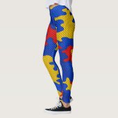 Kansas Blue Red Yellow Vibrant Camo Pattern レギンス (左)