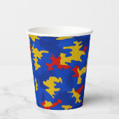 Kansas Blue Red Yellow Vibrant Camo Pattern 紙コップ (裏面)