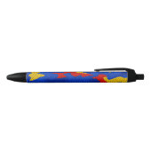 Kansas Blue Red Yellow Vibrant Camo Pattern 黒ボールペン (トップ)