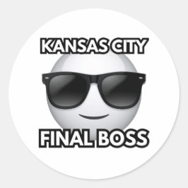 Kansas City Final Boss Cool Emoji Sticker ラウンドシール