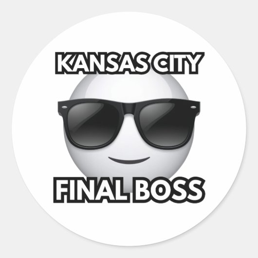 Kansas City Final Boss Cool Emoji Sticker ラウンドシール (正面)