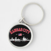 Kansas City Flag & Skyline Design | Cool Midwest キーホルダー (正面)