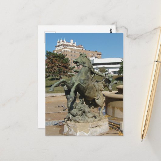 Kansas City Fountain Horse in Autumm ポストカード (正面/裏面インサイチュ)