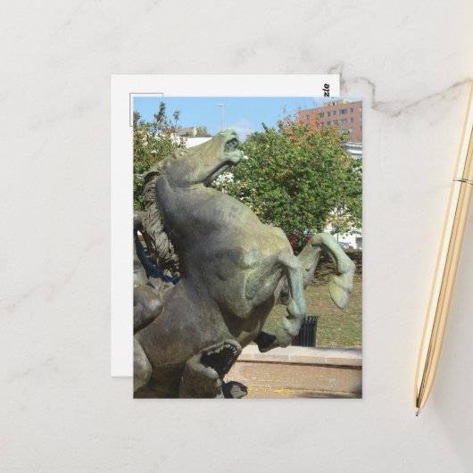 Kansas City Fountain Horse in Autumm ポストカード (正面/裏面インサイチュ)