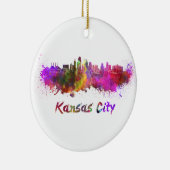 Kansas City skyline in watercolor セラミックオーナメント (右)