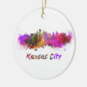Kansas City skyline in watercolor セラミックオーナメント (左)