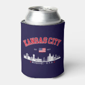 Kansas City Skyline | Vintage American Flag 缶クーラー (缶正面)