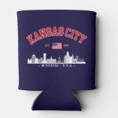 Kansas City Skyline | Vintage American Flag 缶クーラー (裏面)