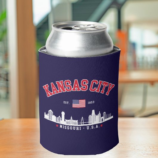 Kansas City Skyline | Vintage American Flag 缶クーラー