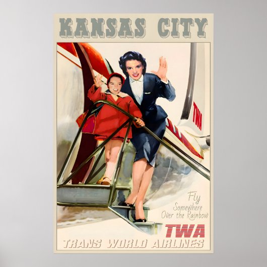 Kansas City TWA Trans World Airlines New Retro ポスター (正面)