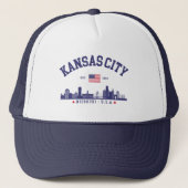 Kansas City Vintage Skyline | Patriotic Missouri  キャップ (正面)
