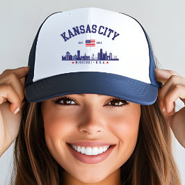 Kansas City Vintage Skyline | Patriotic Missouri  キャップ